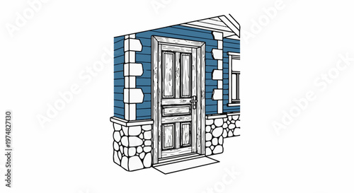 Rustic home entryway with wooden door and stone accents