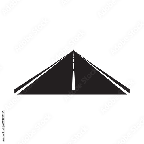 A stark minimalist illustration of a highway receding into the distance