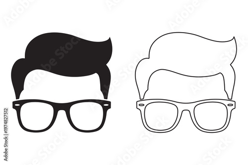 Funny cartoon cow wearing oversized black and white square glasses isolated on transparent background