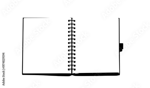 A minimalist vector illustration of a spiral bound notebook with blank pages