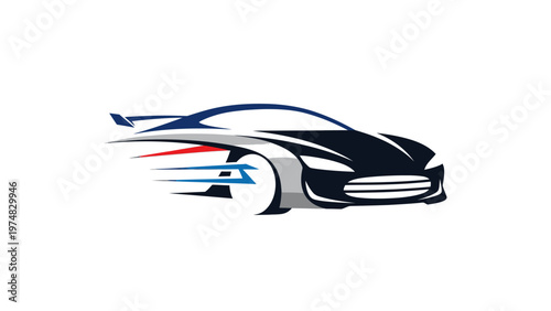Black Car Speed Racing Illustration.