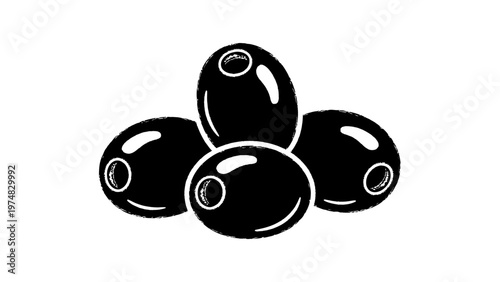 Black Olives on White Background.