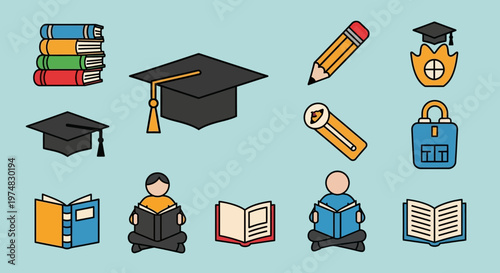 Education icons and symbols.