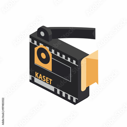 Isometric Detailed Film Slate Entertainment Production Equipment Illustration