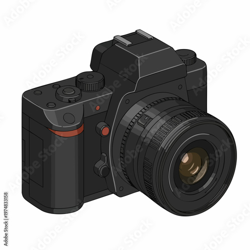 Detailed Isometric Digital Single Lens Reflex Camera Photography Equipment