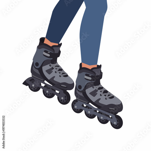 Flat Illustration Roller Skate Detail Sport Activity and Leisure Time