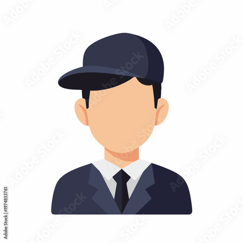 Minimalist Flat Style Person Avatar with Cap and Formal Suit Graphic