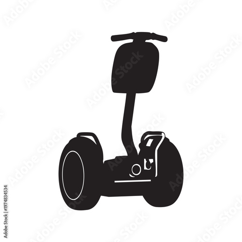 Silhouette of a self-balancing scooter modern personal transport icon for urban mobility isolated on