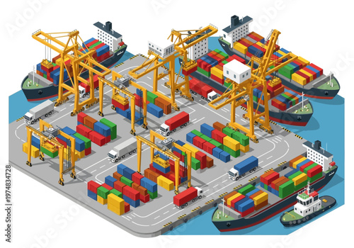 Container cargo shipping port operations.
