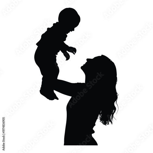 Silhouette of a loving mother holding her joyful baby up high in the air with affection and tenderness a tender moment shared between parent and child