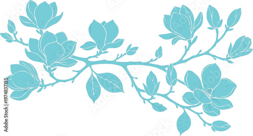 A seamless vector illustration featuring a decorative set of floral leaves and branches in a nature-inspired pattern design for wallpaper or textile artA seamless vector illustration of floral