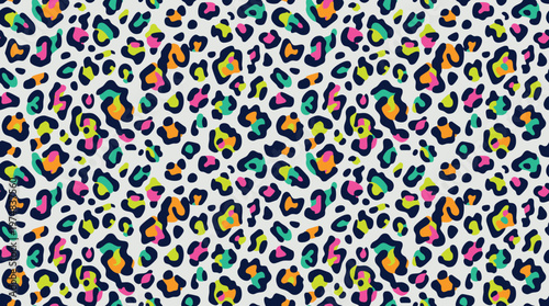 A vibrant and colorful leopard print pattern fills the entire frame.