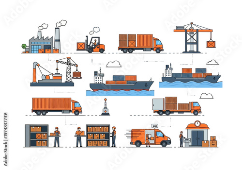 Logistics and transportation cargo workflow.