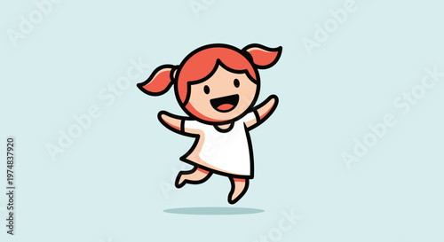 Happy little girl jumping up.