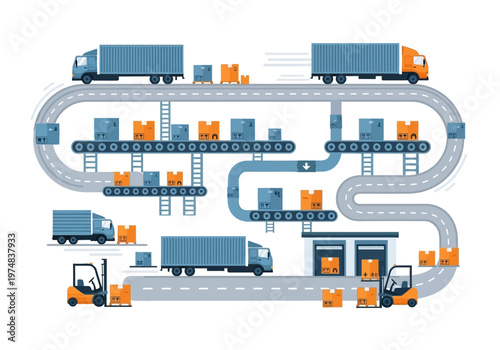 Trucks and Forklifts in Warehouse Logistics.
