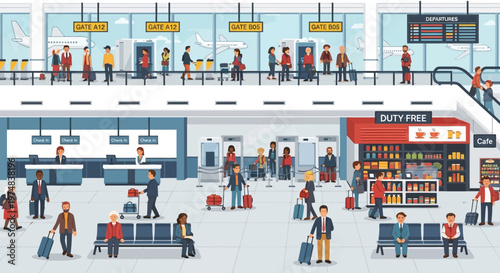 People at Airport Terminal Departure.