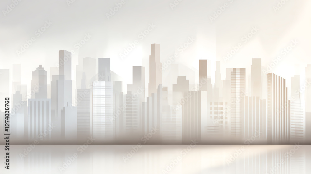 Fototapeta premium A minimalist city skyline silhouette with soft, muted colors for a serene and modern feel.