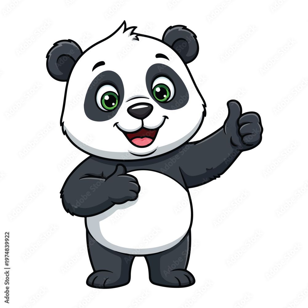 Fototapeta premium Panda Thumbs Up Character Approval Commercial