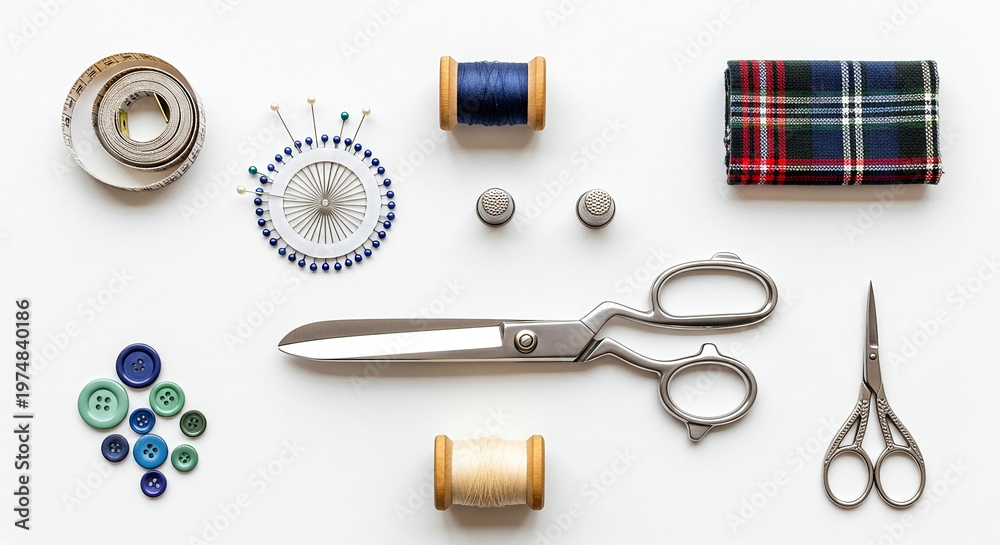Fototapeta premium Sewing tools and supplies for crafting.