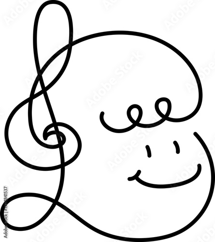 높은음자리표 어린이 라인 일러스트