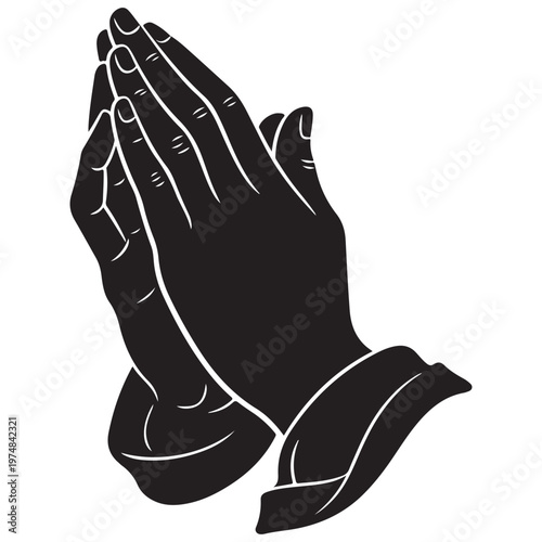 Black Silhouette of Hands Clasped in Prayer