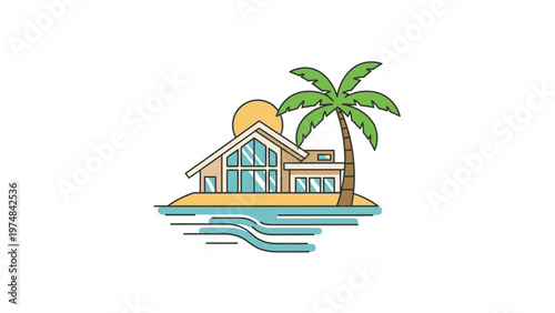 Tropical Island Beach House Palm.