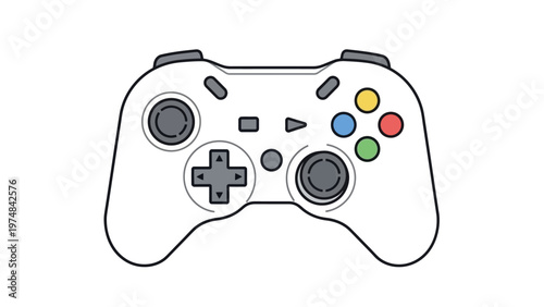 White Video Game Controller Illustration.