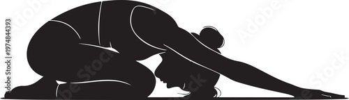 woman in child's pose yoga silhouette