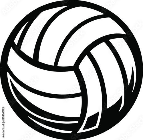 Stylized black outline volleyball isolated on transparent background ready for design