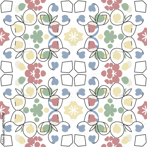 Colorful Floral Pattern inspired by nature and symmetry