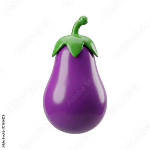 Purple Eggplant Vegetable Fruit Isolated on White.