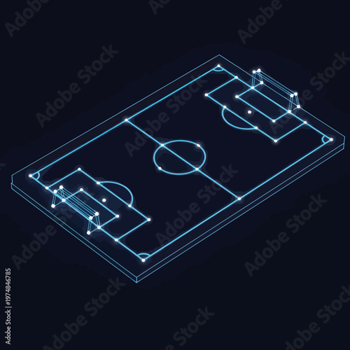 Soccer Field Outline Digital Graphic Design.