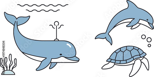 A cute blue cat holding a rainbow-colored fishbowl with a fish inside