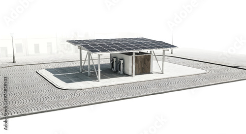Solar panel carport with modern design and gray surface