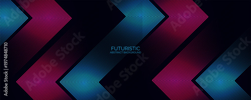 Φωτογραφία 3D blue and red techno abstract background overlap layer on dark space with arrow glowing lines shape decoration