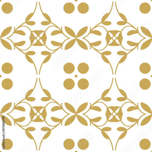 Decorative Gold Pattern with Floral Motifs and Dots