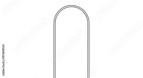 Simple geometric rounded arch frame in black outline on white background for architecture and minimal design projects.