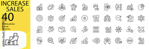 Increase Sales icon set. Editable stroke.