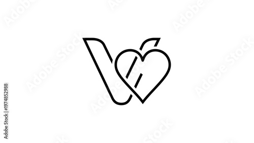 Simple Line Art Apple Logo Design.