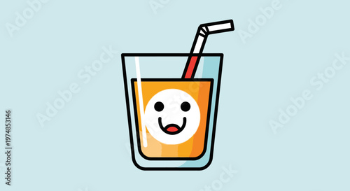Smiling Orange Juice Glass Cartoon.