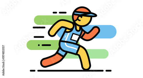 Man Running in Blue Shorts.