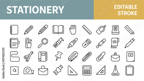 Essential Stationery Collection: A comprehensive collection of iconic stationery items, perfect for design and project needs.