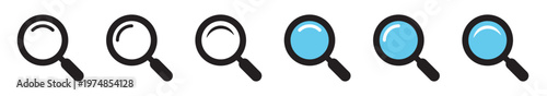 Magnifying Glass Search Icon Set for Explore, Discovery and Find Tools