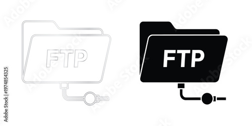 Ftp folder icons a comparison of outline and filled styles for file transfer protocol representation