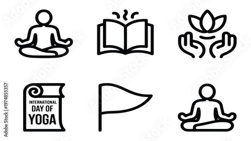 set of yoga icons