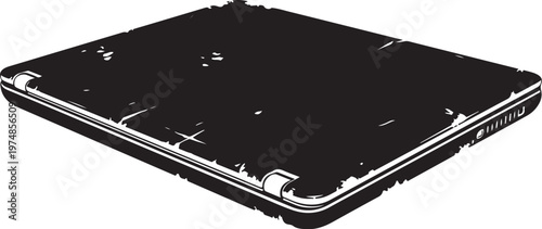 Black smartphone with cracked screen isolated on white