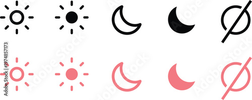 Celestial phases and sun variations a hand drawn icon set depicting solar and lunar cycles