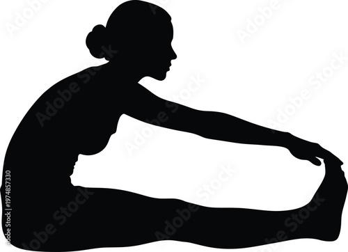 Silhouette of a woman performing a seated forward bend