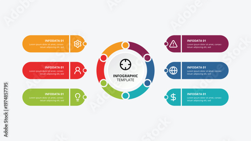 Circular Business Infographic Template with 6 Steps and Creative Icons