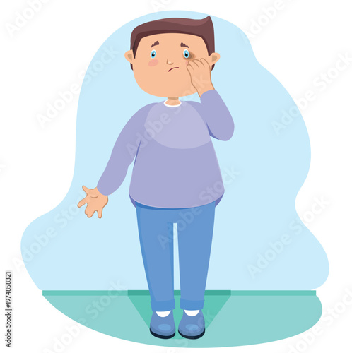 Little Boy with Toothache Holding Cheek – Dental Problem Illustration